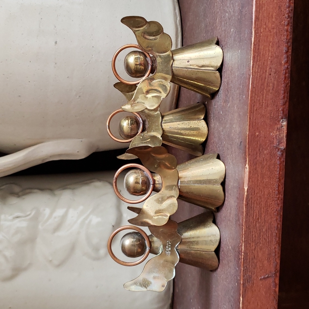 Vintage set of brass angels with copper halos - Picture 4 of 4